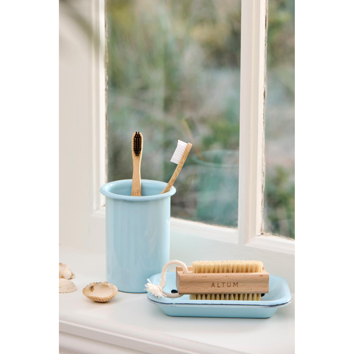 Jabonera Enlozada 2 piezas Celeste