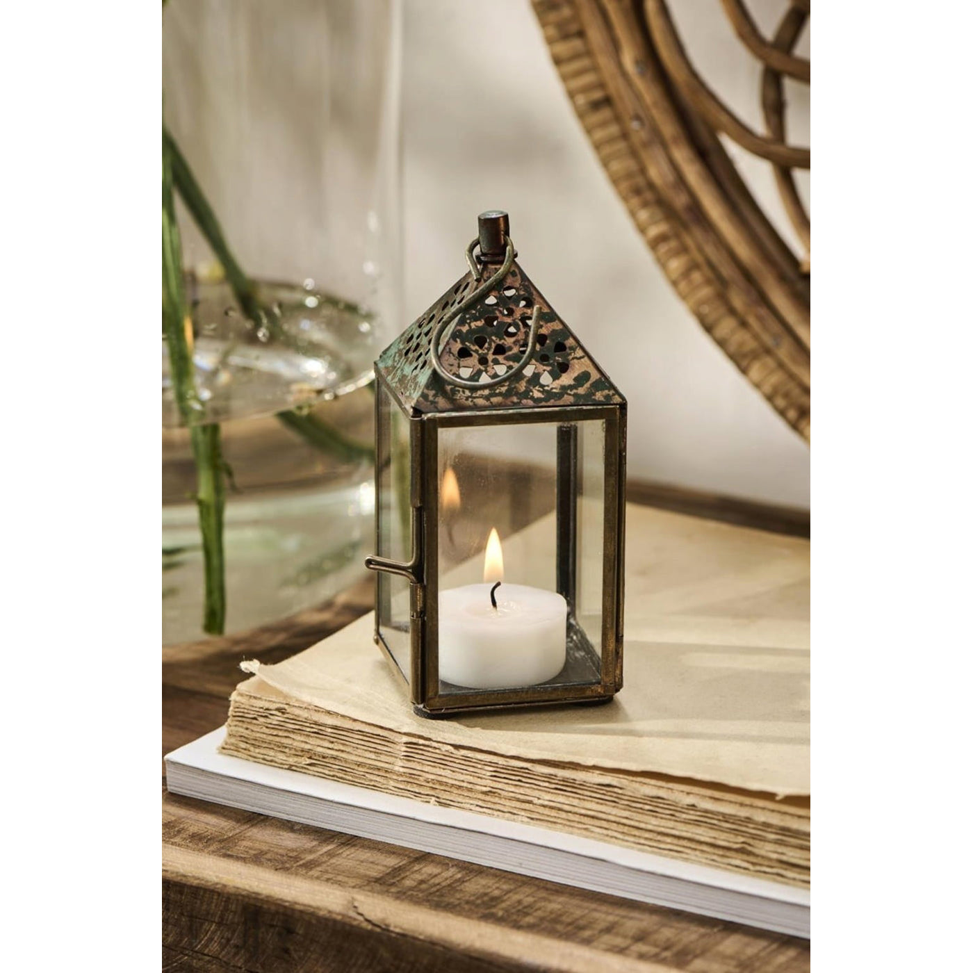 Lámpara- Farol Small Flower Verde H: 12,5