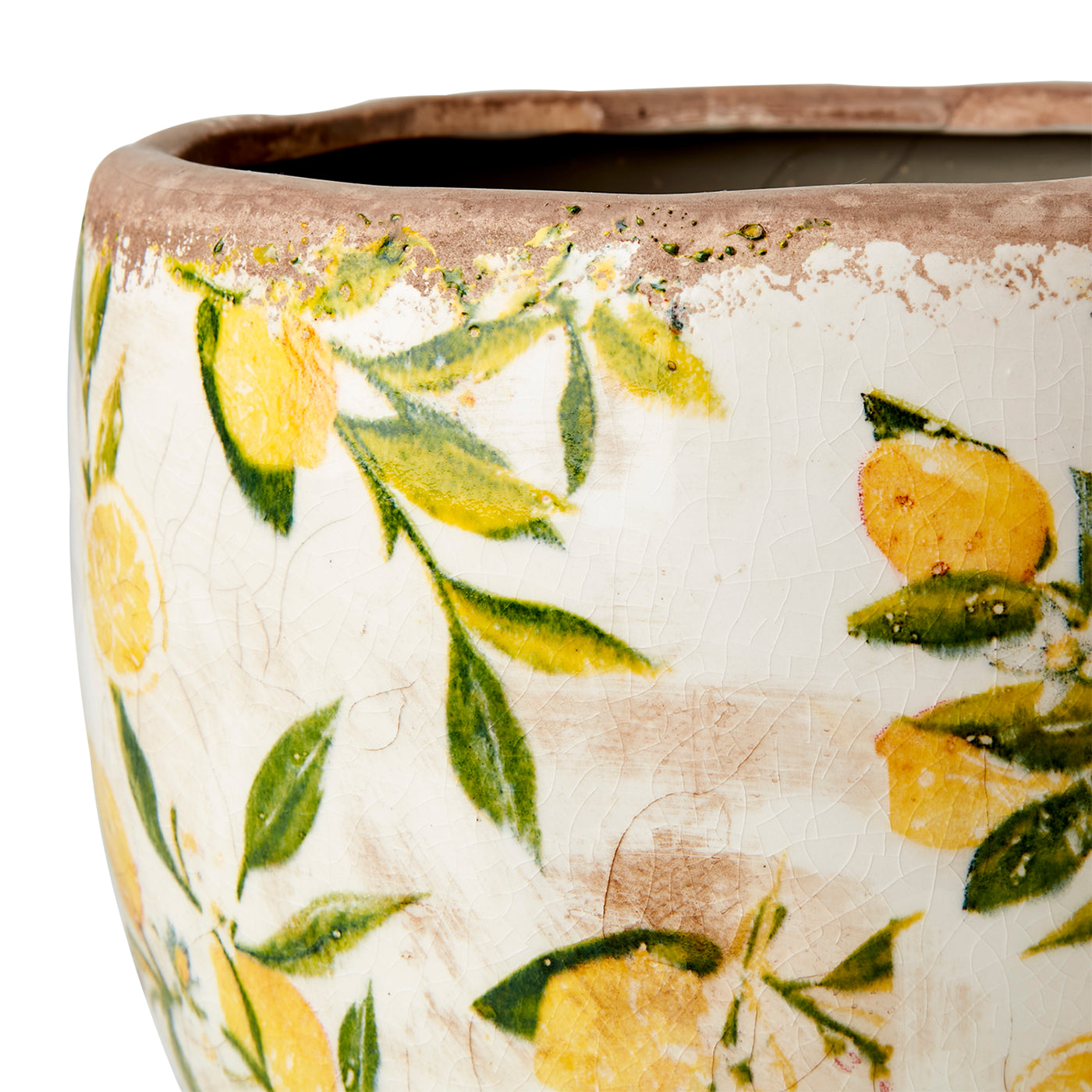 Maceta LEMONA Blanco/Verde/Amarillo H:17 cm