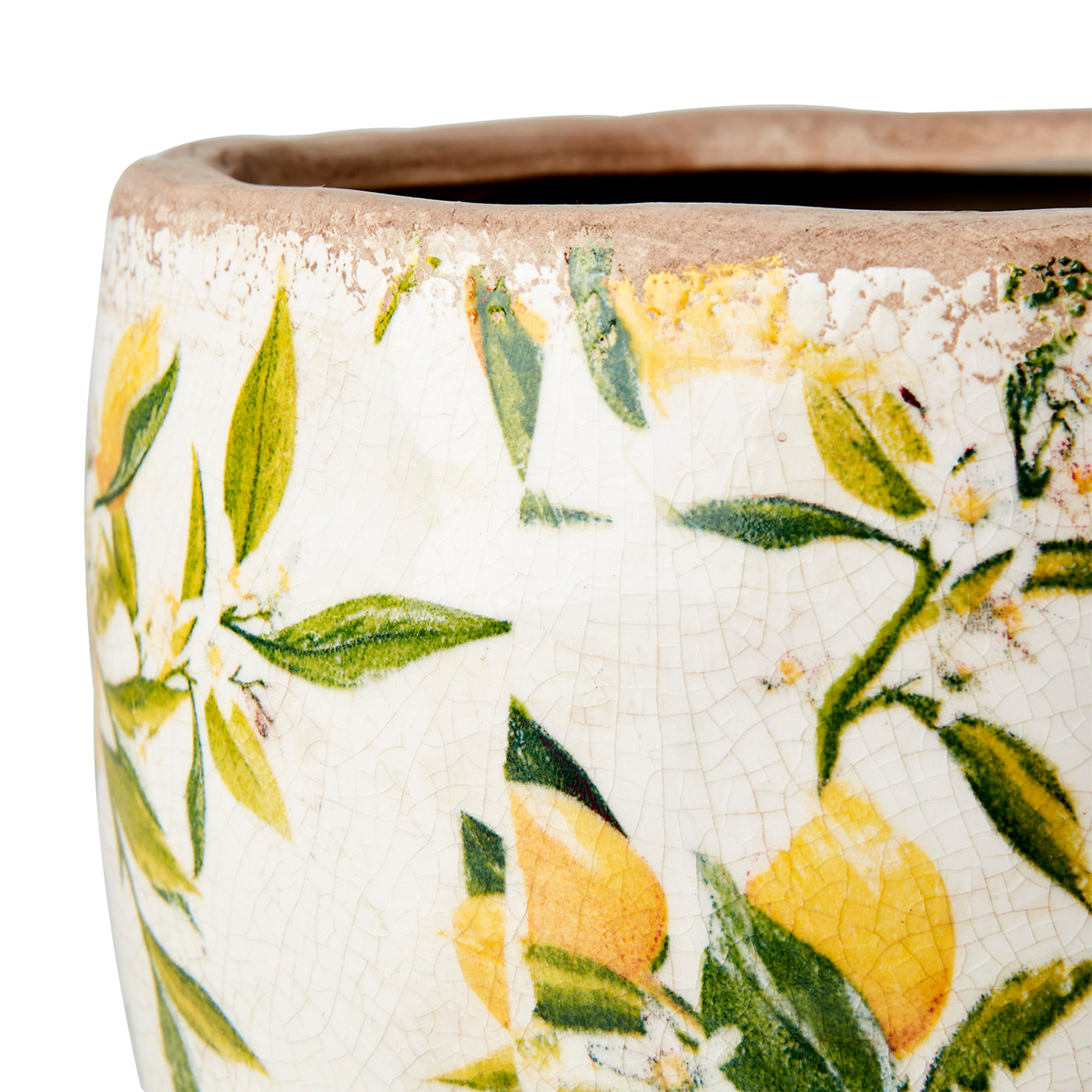 Maceta LEMONA , Blanco/Verde/Amarillo H:19 cm