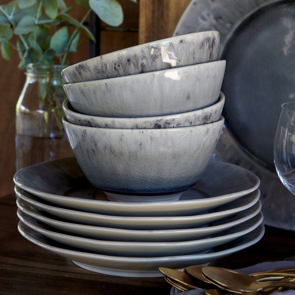 6 Bowls Sopa/Fruta Madeira 14 cm Gris