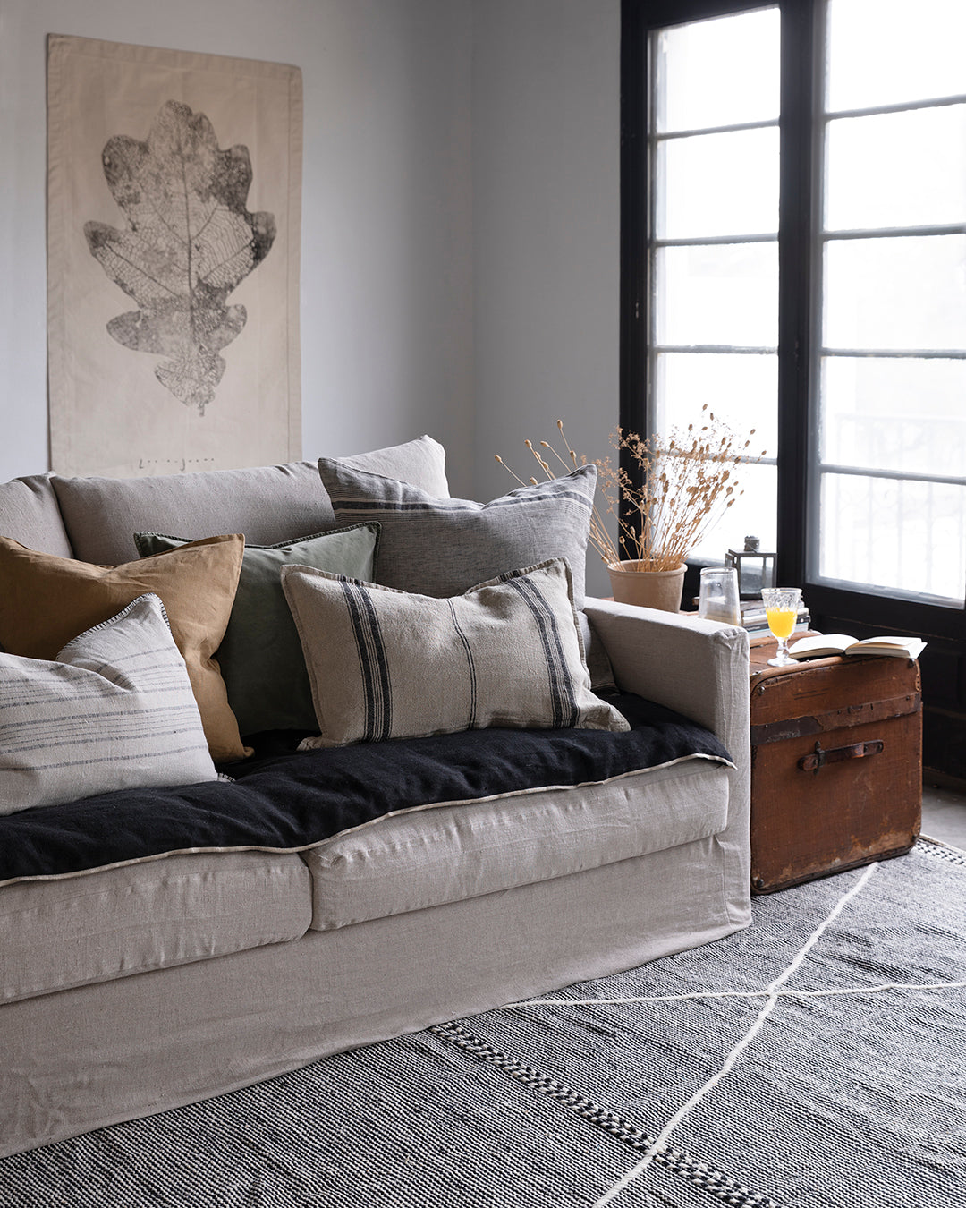 Funda Cojín Metz Natural/Negro 40x60 cm