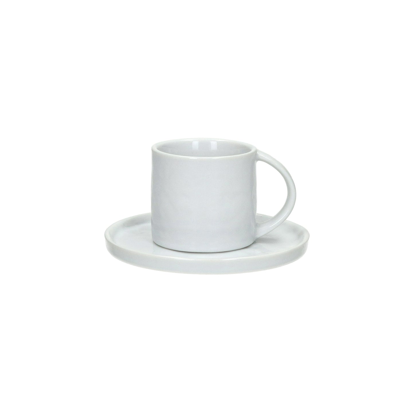 Loza Porcelino Blanco Set de 6 Tazas con plato D 11,5 x H 7,2 cm
