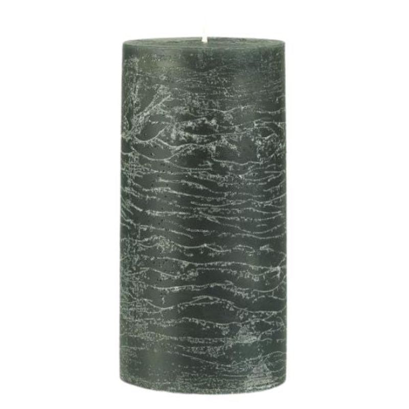 Vela Rústica Verde Oscuro H: 14 Ø: 7 cm