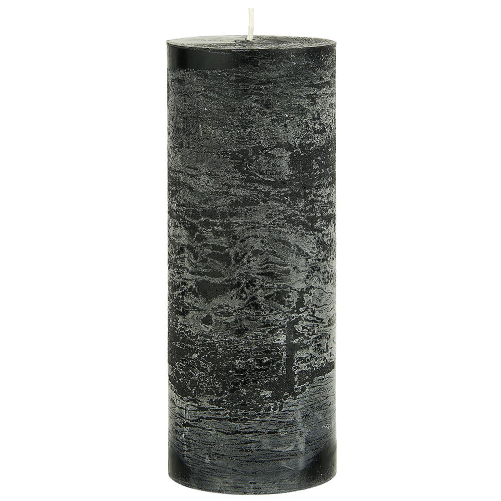 Vela Rústica Negra Ø:7 cm H:18 cm