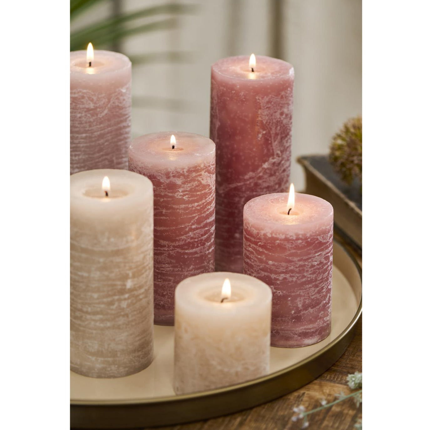 Vela Rústica Rosa Claro Ø:7 H:18 cm