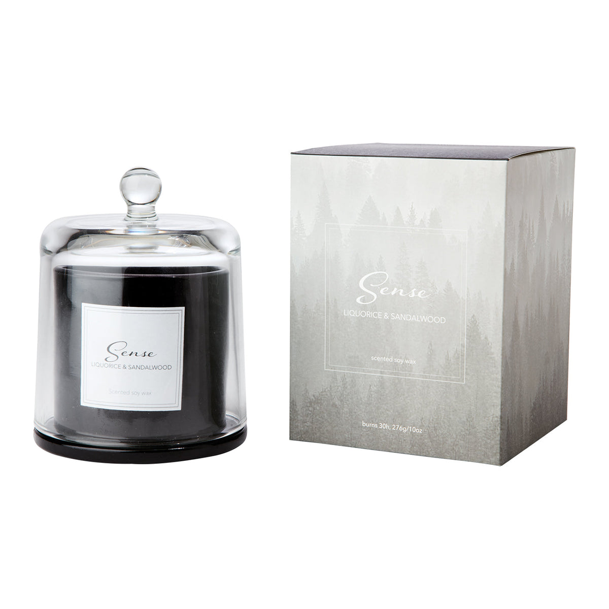 Vela Aromática SENSE Liquorice & Sandalwood, Negra con Campana