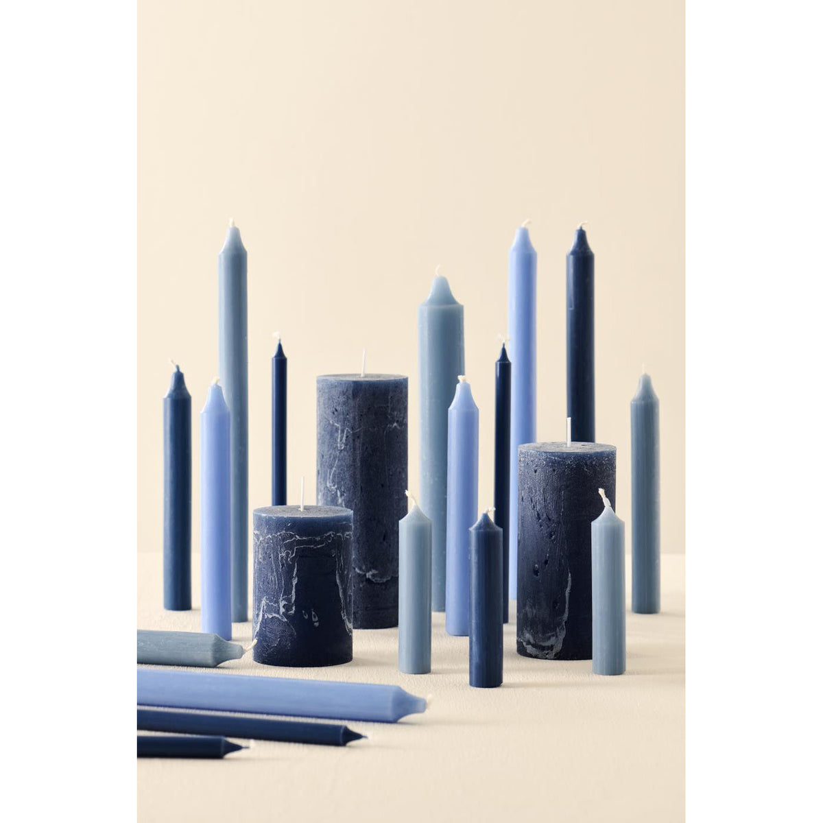 Vela Rústica Azul Oscuro Ø:6.8 cm H:14 cm