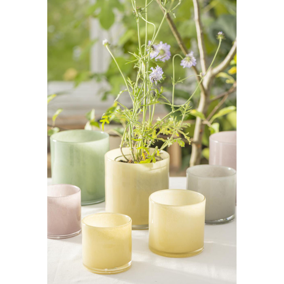 Florero / Pot Venecia Vidrio Amarillo H: 12 cm
