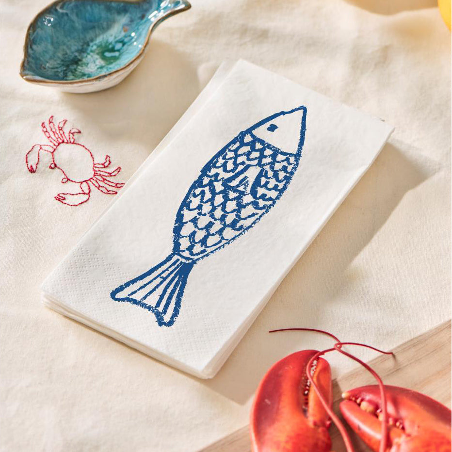 Servilletas Diseño Fish, 16 unidades de 10x20 cm