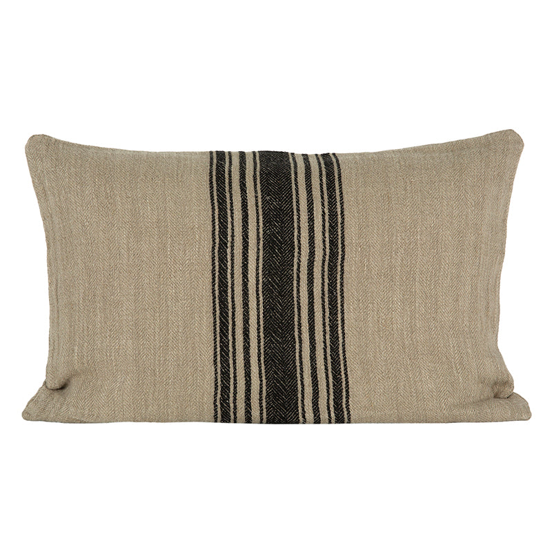 Funda Cojín Lino Amiens Natural/Negro 40x60 cm