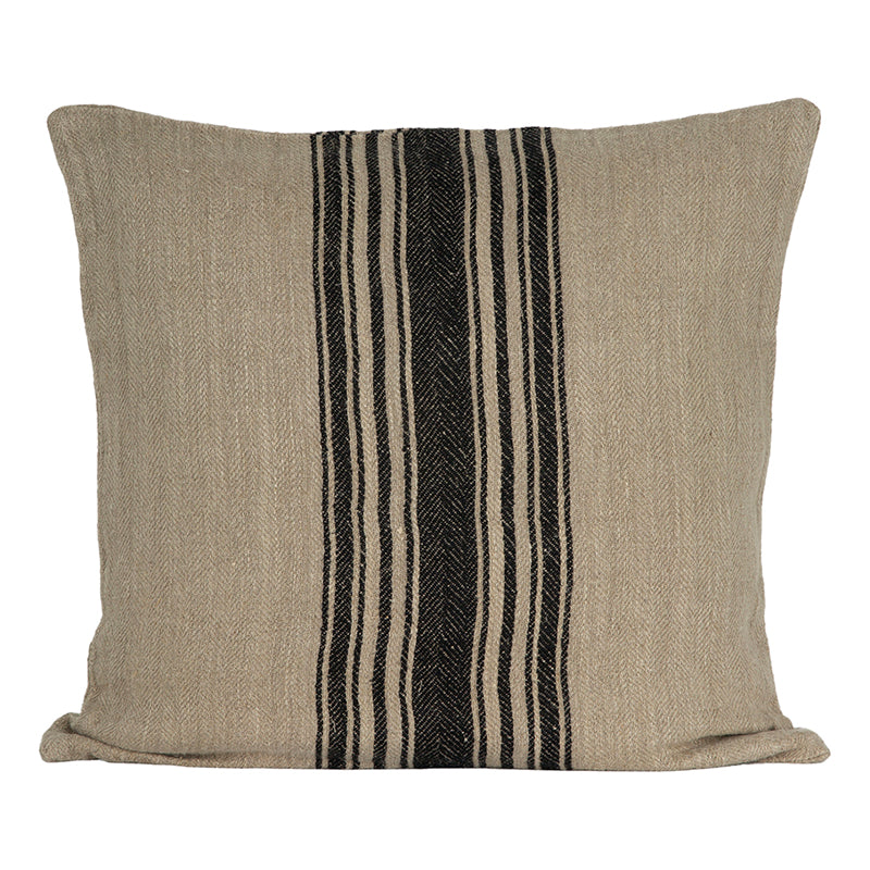 Funda Cojín Lino Amiens Natural/Negro 50x50 cm