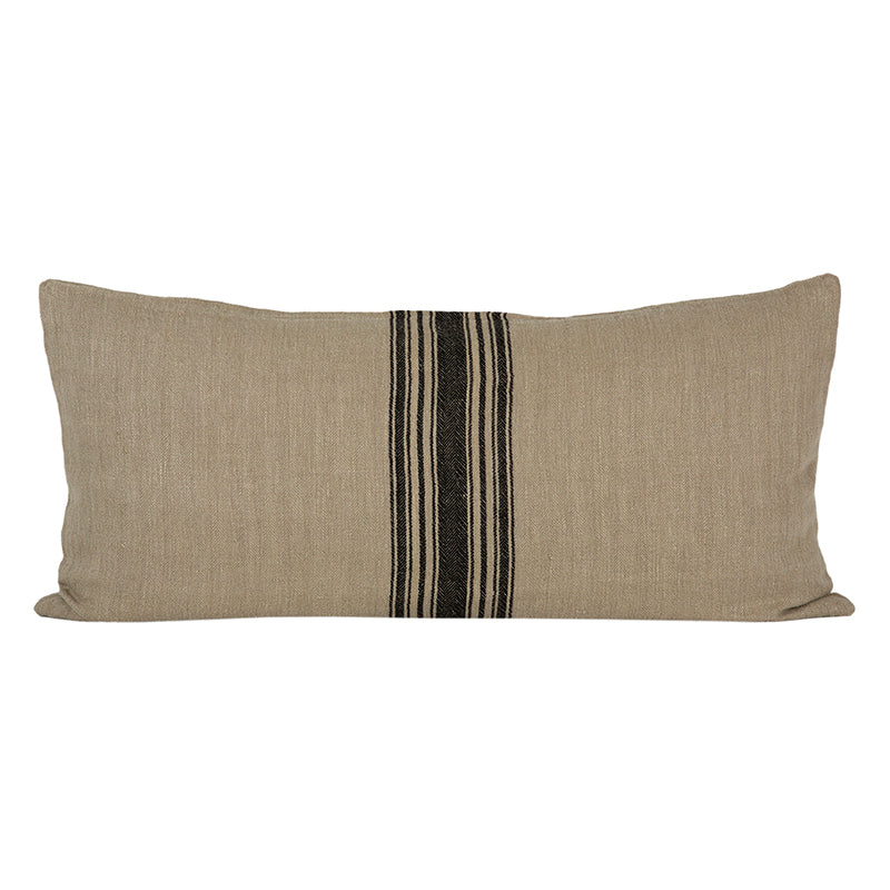 Funda Cojín Lino Amiens Natural/Negro 55x110 cm