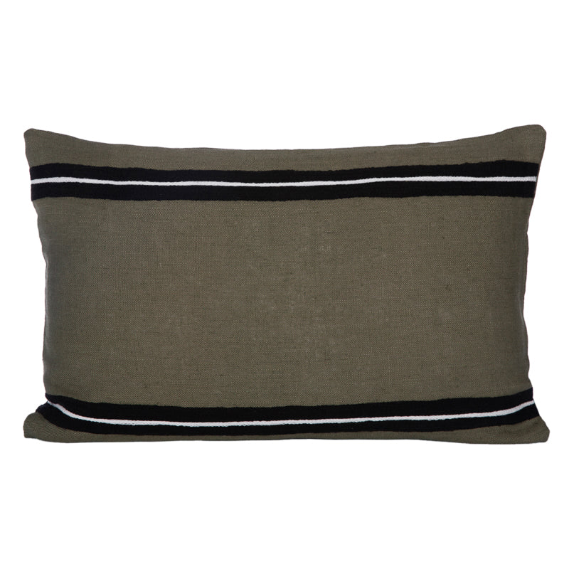 Funda Cojin Lino Bordado Skagen Kaki 40x60 cm