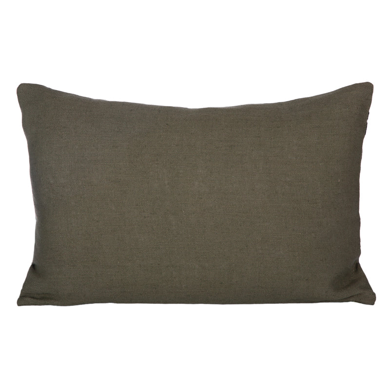 Funda Cojín Lino Bordado Skagen Kaki 40x60 cm