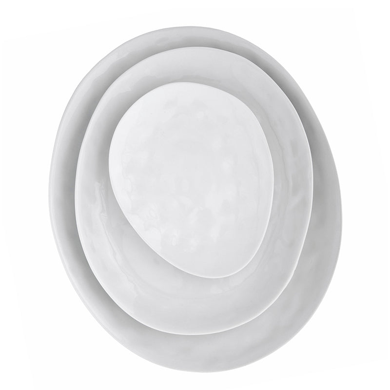 Loza Porcelino Blanco Ovalado Set de 4 Platos de Postre 23 cm