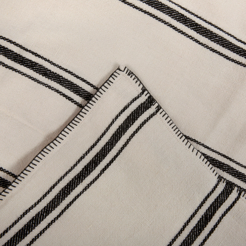 Funda Piecera Niza Marfil Negro 85x200 cm
