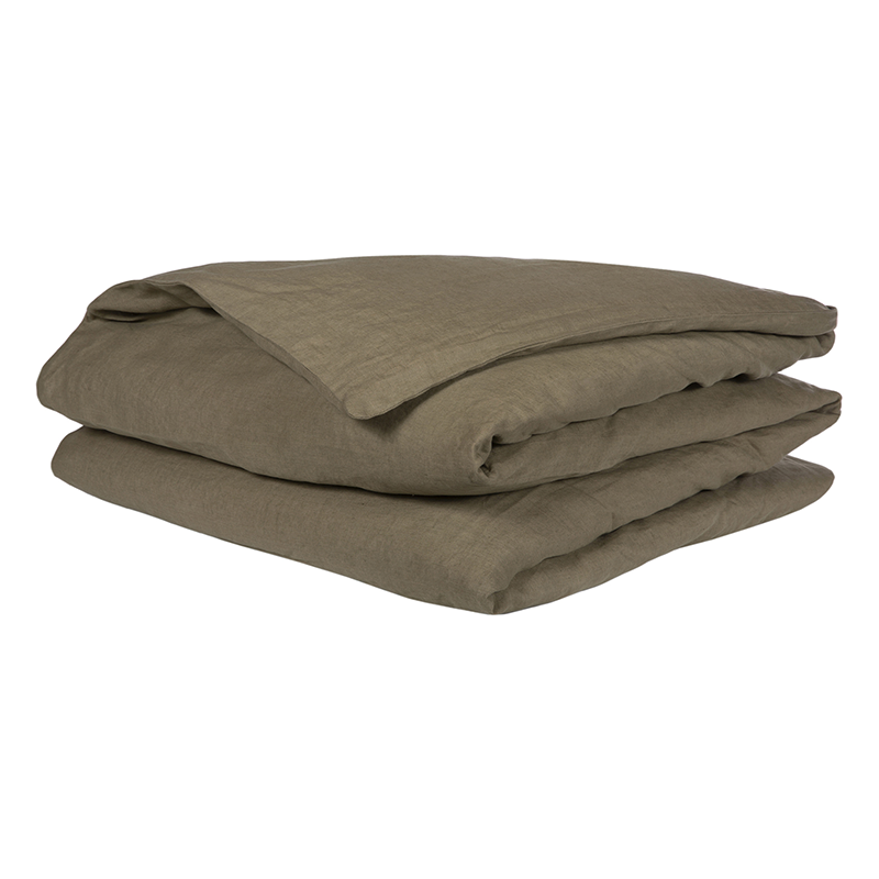 Funda de plumón Lino Olive con fundas de almohadas