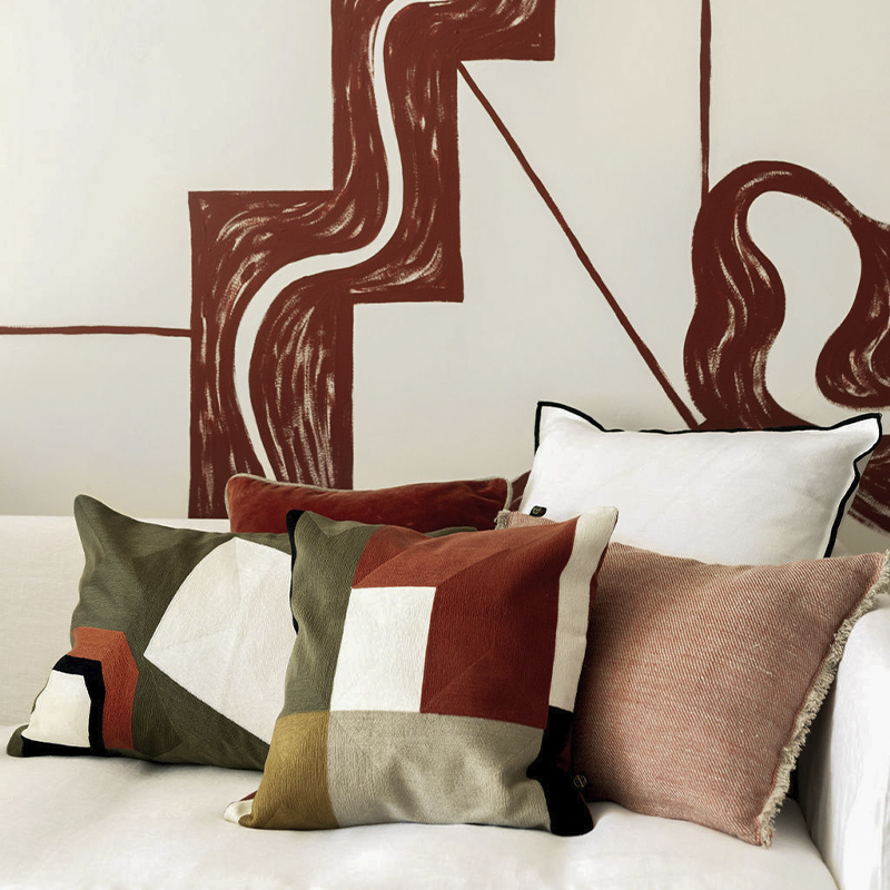 Funda Cojín Algodón Bordado Tamba Brick 40x60 cm