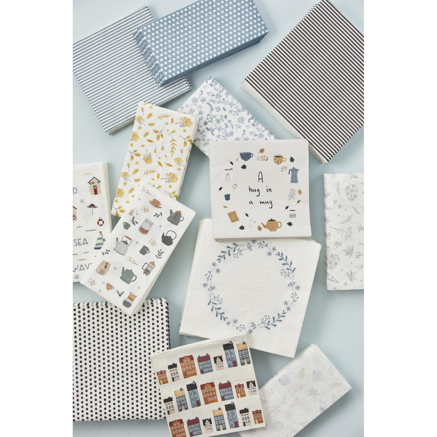 Servilletas con Diseño de Puntos Azules 16 unidades de 10x20 cm