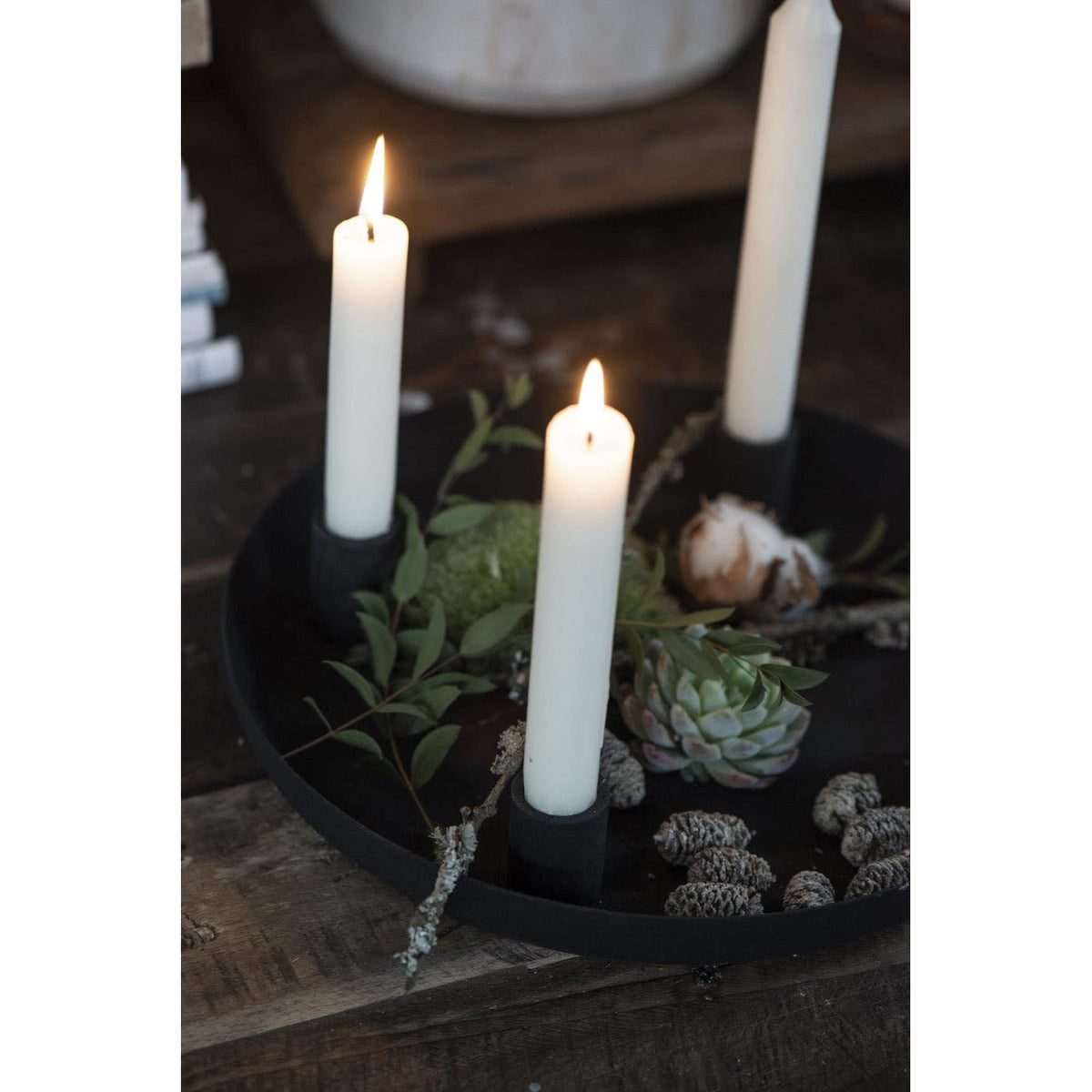 Portavela Metálico Negro 4 velas