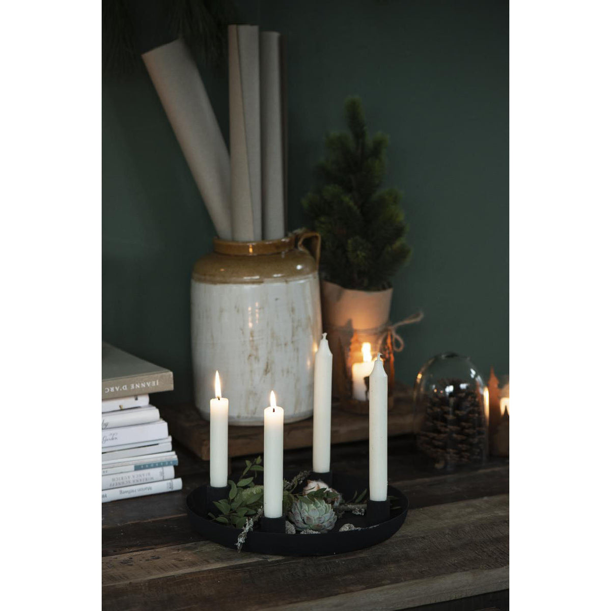 Portavela Metálico Negro 4 velas