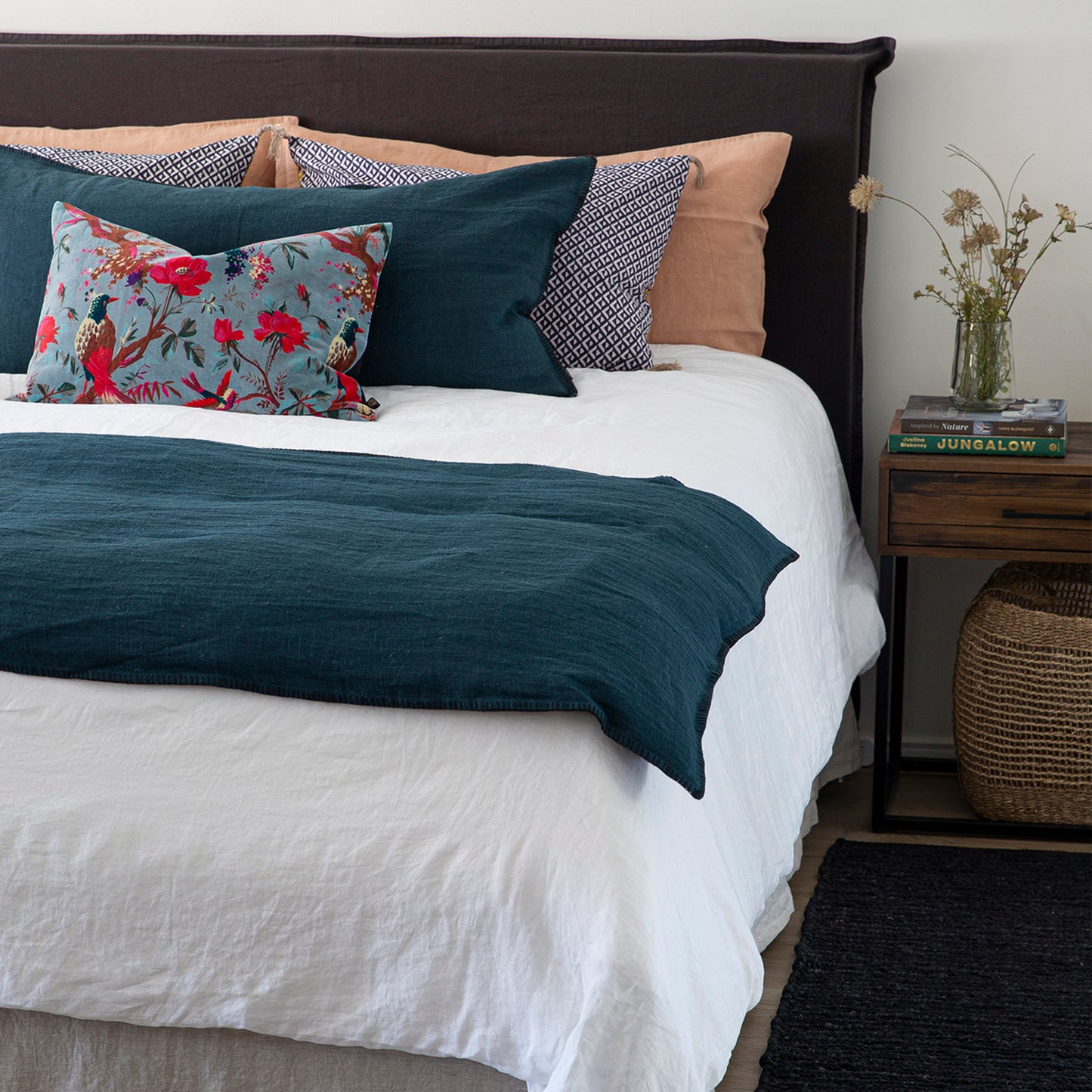 Funda Cojín Lino Mansa Bleu de Prusse 55x110 cm