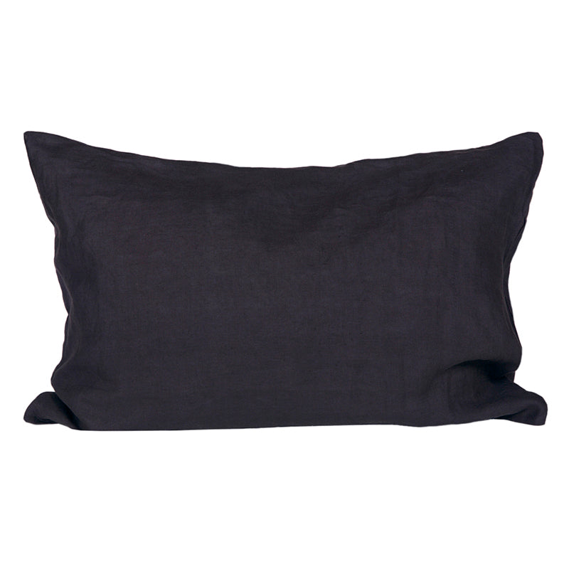 Funda de plumón Lino Charbon Azul con fundas de almohadas