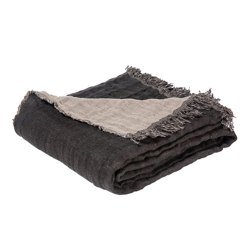 Manta Lino Baya Charbon / Naturel
