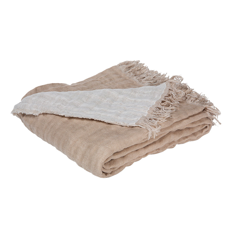 Manta Lino Baya Naturel / Blanc