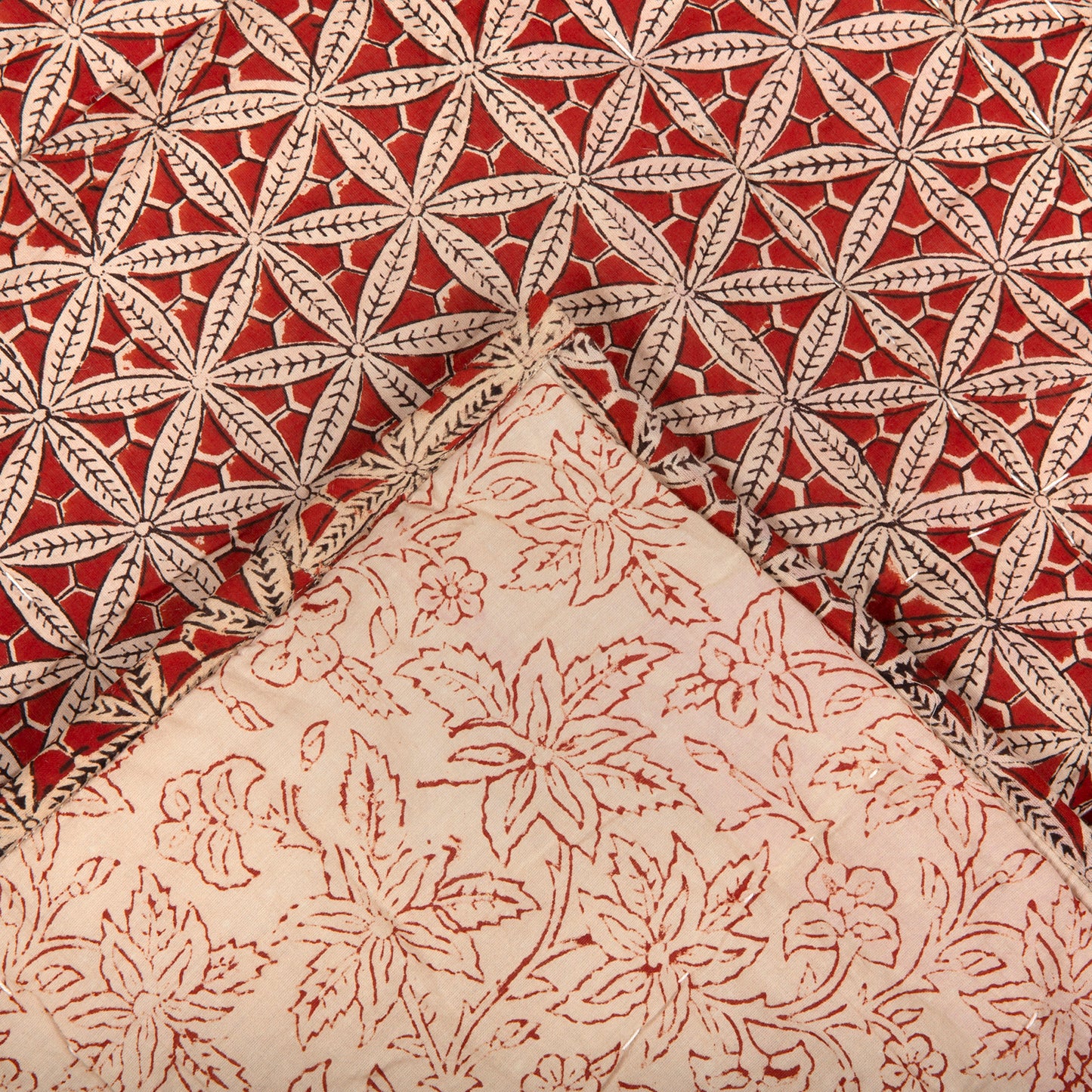 Piecera algodón reversible Calcuta-Chennai Red