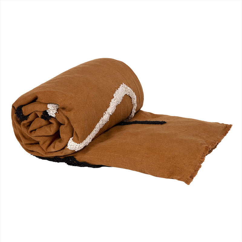 Funda Piecera Lino Tikri Caramel 85x200 cm
