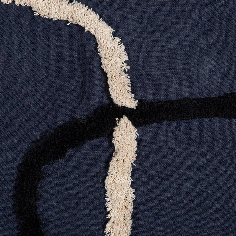 Funda Cojín Lino Bordado Tikri Denim 45x45 cm