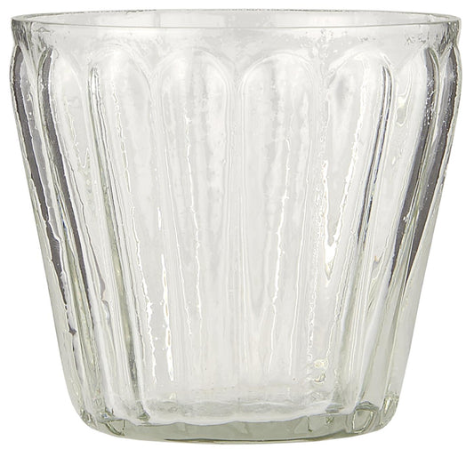 Florero de vidrio con acanaluaduras