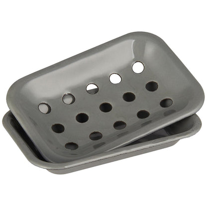 Jabonera Enlozada 2 piezas Gris