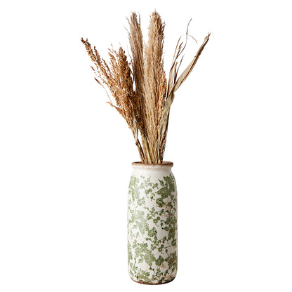 Florero VICTORIA Blanco/Verde, L Ø14/16xH37 cm