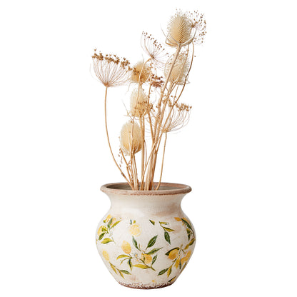 Macetero-Florero LEMONA Blanco/Verde/Amarillo, M Ø10/19xH18 cm