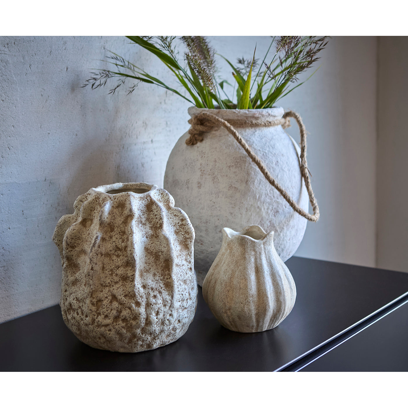 Florero, VIGGO , Beige, Ø12/19xH22 cm