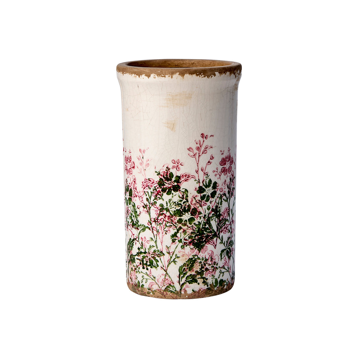 Florero SPRING Blanco/Verde/Rosa, Ø9/11xH21 cm