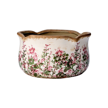 Maceta SPRING Blanco/Verde/Rosa, Ø15/21xH12 cm