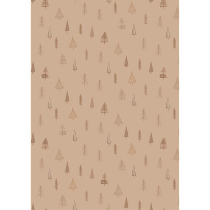 Papel de Regalo Christmas Trees Beige Rollo 5 mt
