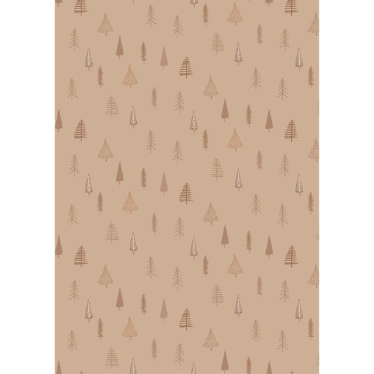 Papel de Regalo Christmas Trees Beige Rollo 5 mt