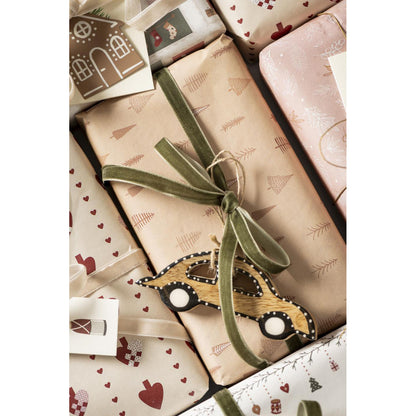 Papel de Regalo Christmas Trees Beige Rollo 5 mt