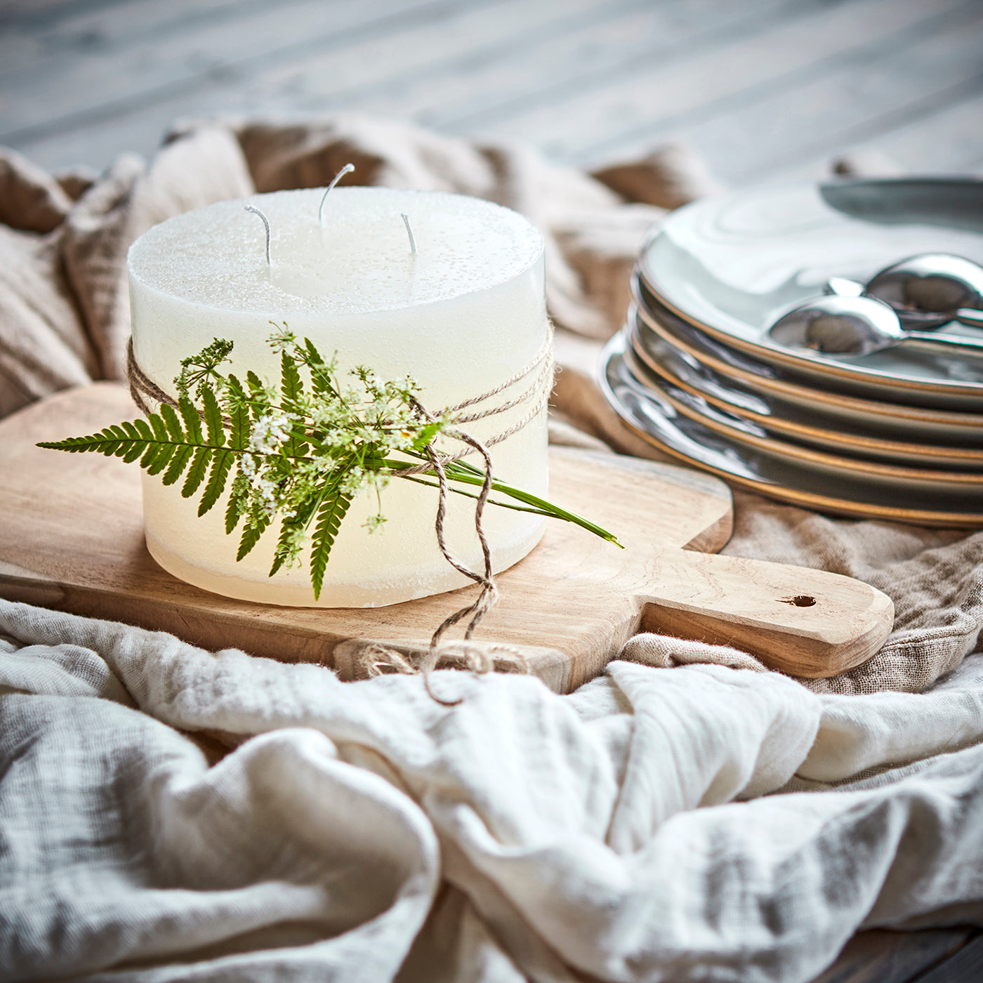 Vela COTE NORD de 3 Mechas Ivory, Ø15xH11 cm