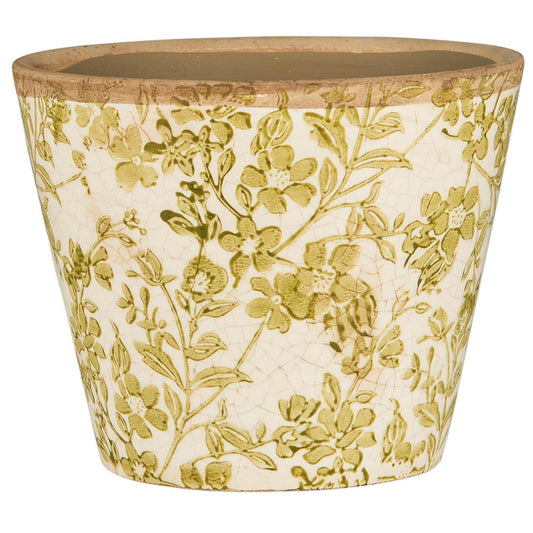 Pot Cónico Diseño Floreado Verde H: 10,7 Ø: 13,1 cm