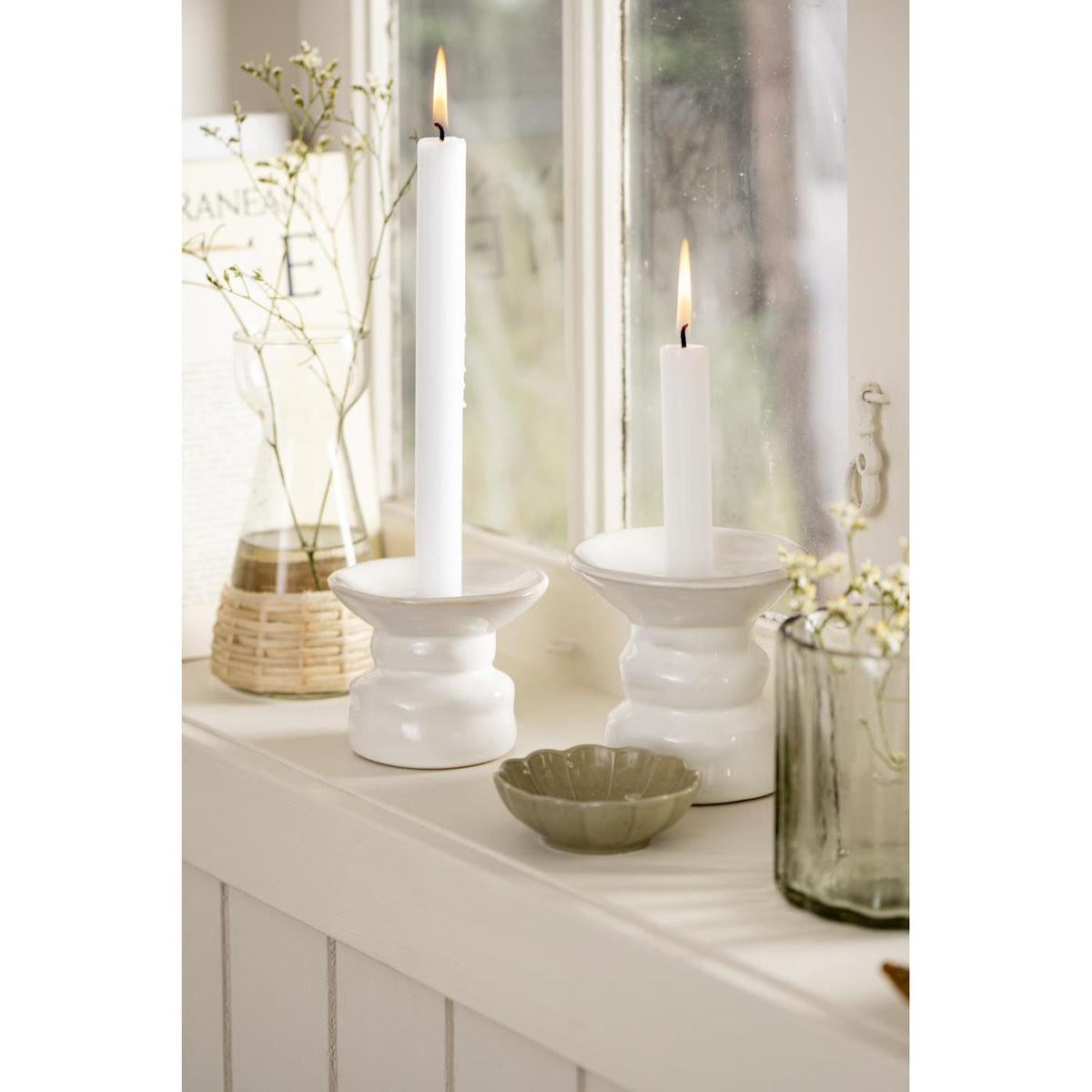 Candelabro Boca Ancha Blanco H: 10,5 Ø: 11 cm