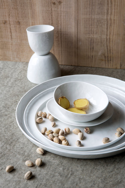 Loza Porcelino Blanco Ovalado Set de 6 Bowl 14 cm