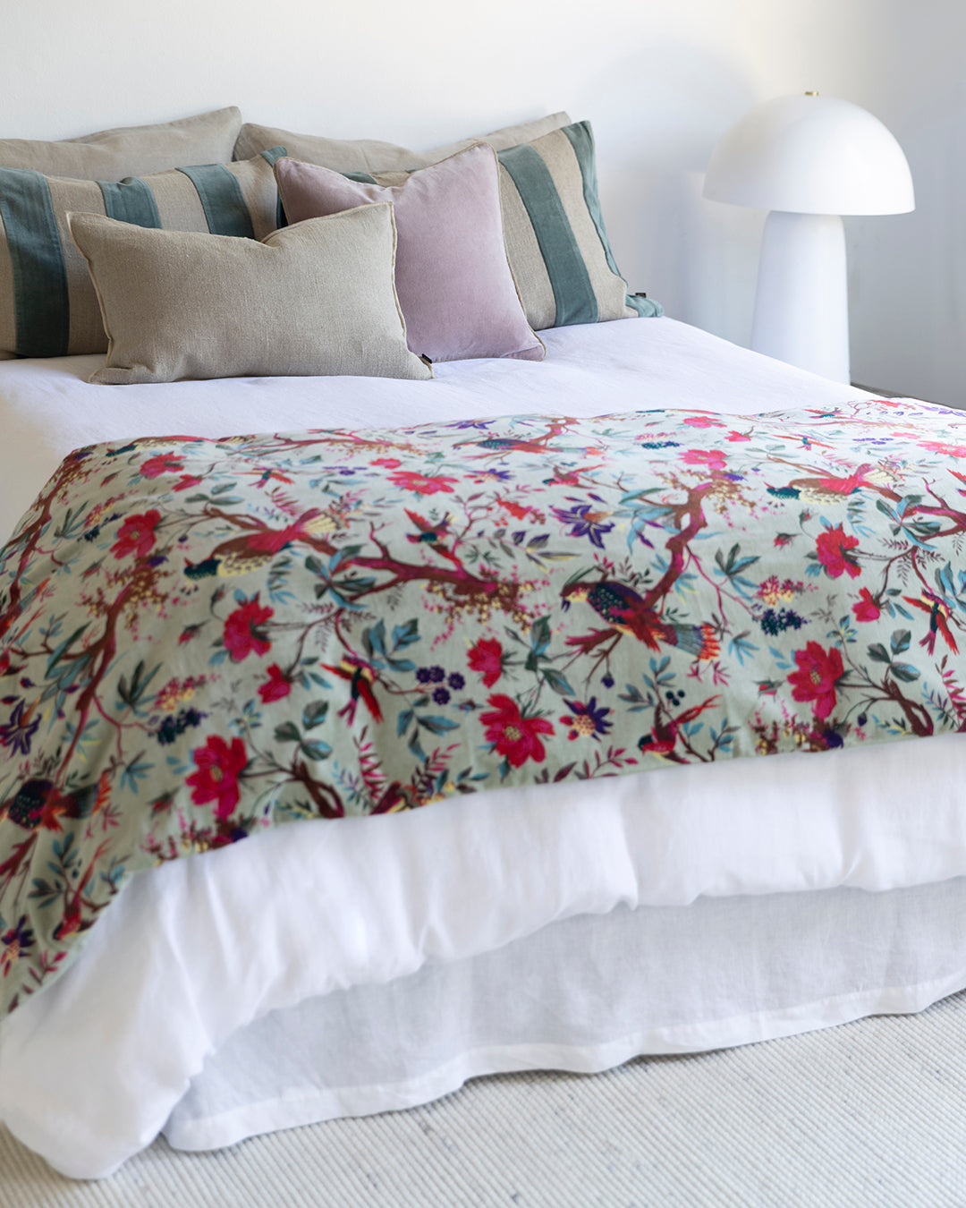 Funda Piecera Velvet Birdy Celadon 85x200 cm