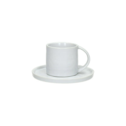 Loza Porcelino Blanco Set de 6 Tazas con plato D 11,5 x H 7,2 cm