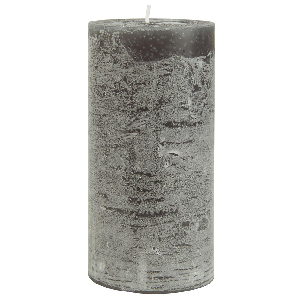 Vela Rústica Gris Oscuro  Ø:7 cm H:14 cm